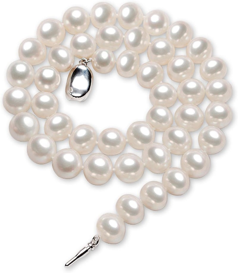 JORA White Freshwater Cultured Pearl Necklace for Women in 18 Inch Princess Length - Image 5
